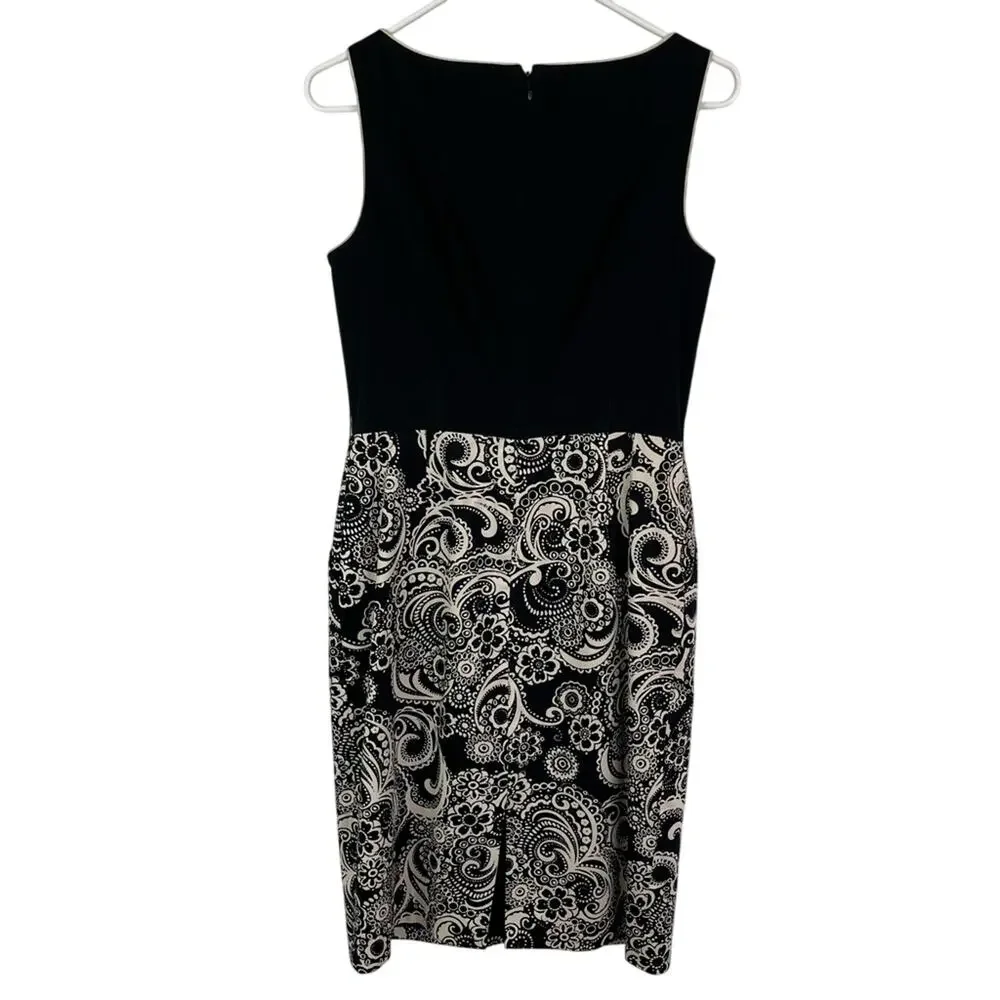 Tahari Arthur S.Levine Dress Womens 2 Geometric Sheath Sleeveless Floral Paisley